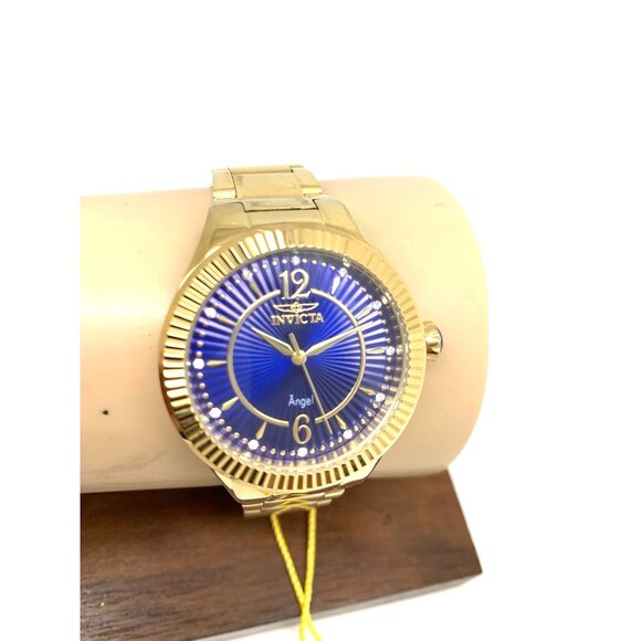 Invicta Women's Watch 28281 Angel Blue Dial Gold Stainless Steel Quartz 35mm - Picture 10 of 13